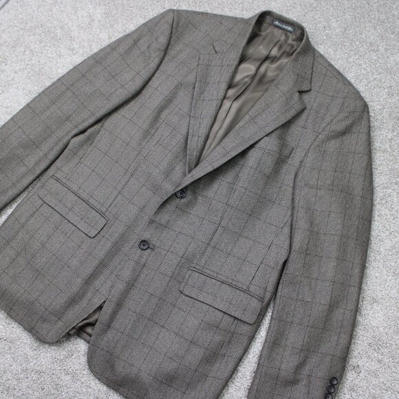 Oscar de la Renta Blazer Men 42R Gray Wool/Cashmere 2 Button Ventless Sport Coat - Picture 3 of 15